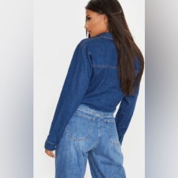 Pretty Little Thing Denim Cropped Jacket Size 10 - Picture 3 of 13